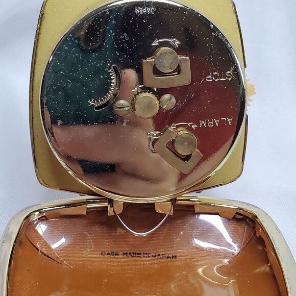 VTG Linden Travel Alarm Clock Glow Dot Mechanical Wind Up Luminous Brown Works - Picture 2 of 8